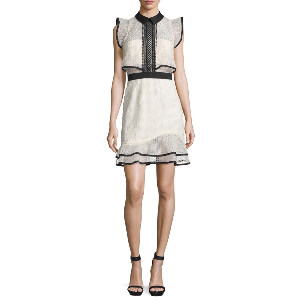 Self Portrait Sleeveless Lace Popover Mini Dress